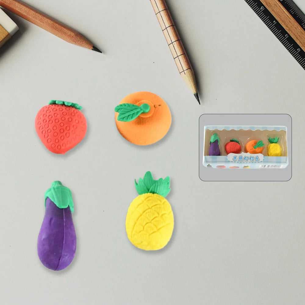 Fruit & Veggie Erasers (4-Pack)
