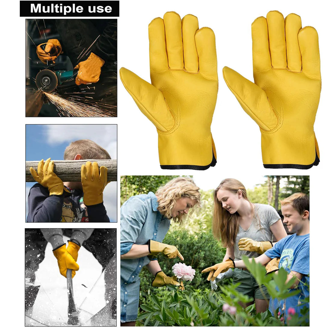 Heavy-Duty Leather Gardening Gloves