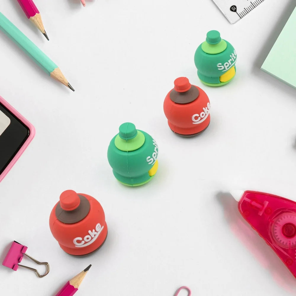 Soda Bottle Sharpener-Eraser Set