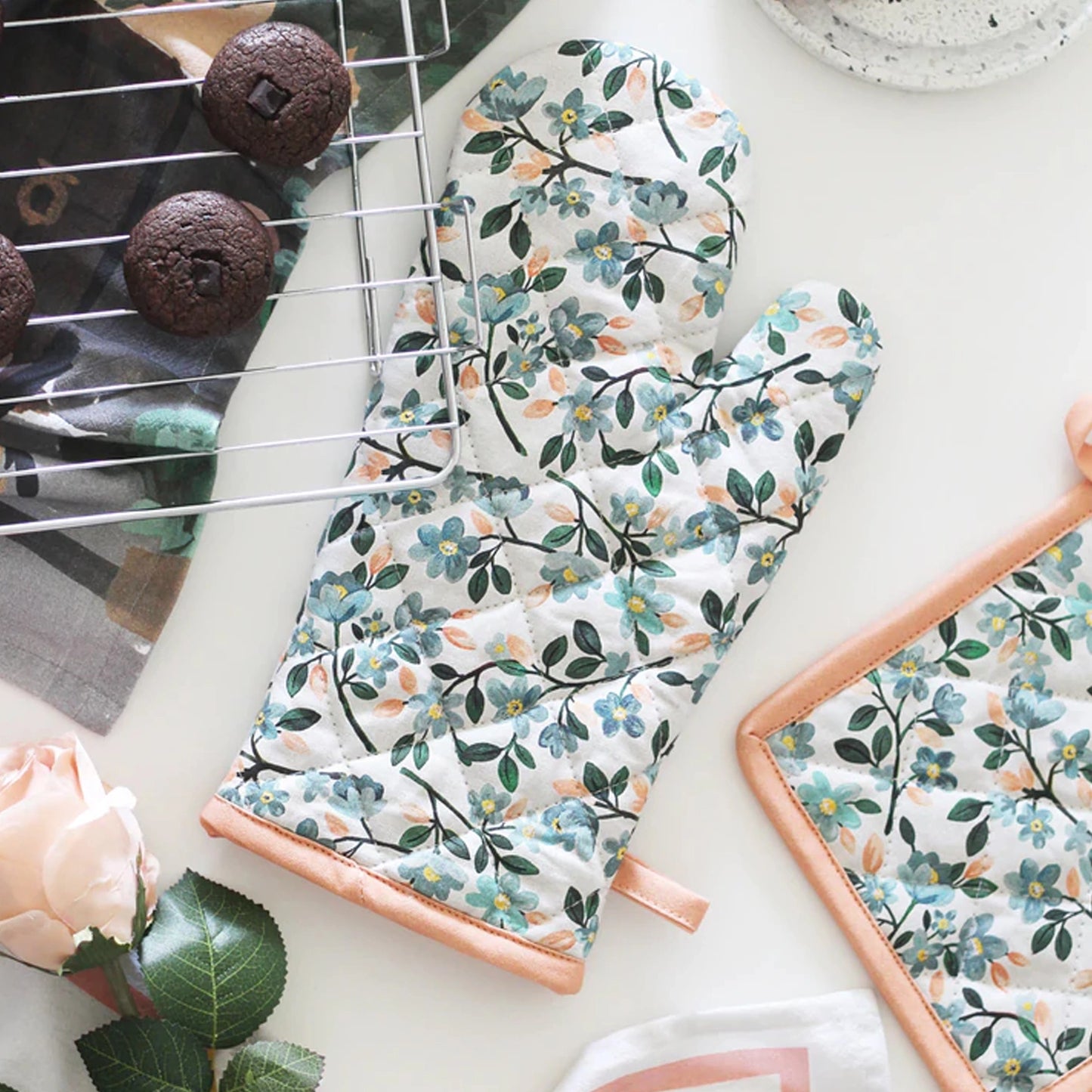 Professional Cotton Oven Mitt Set