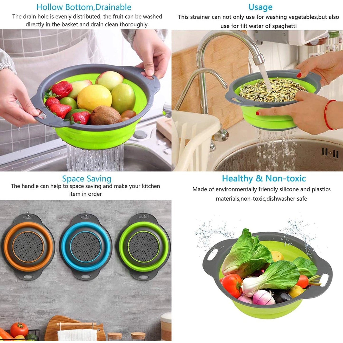 Round Foldable Silicone Strainer