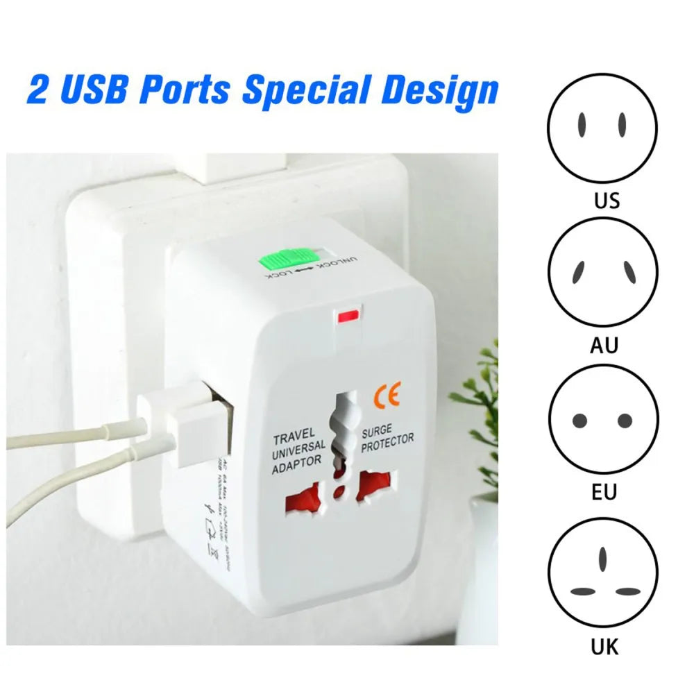 12671 all-in-one universal worldwide travelling ac adaptor plug (au uk us eu) international power charger electric usb