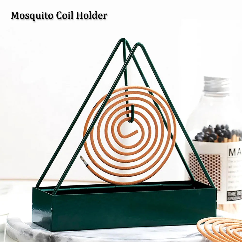 12880 mosquito coil holder frame triangular shape iron incense repellent hanging outdoor stylish - health care