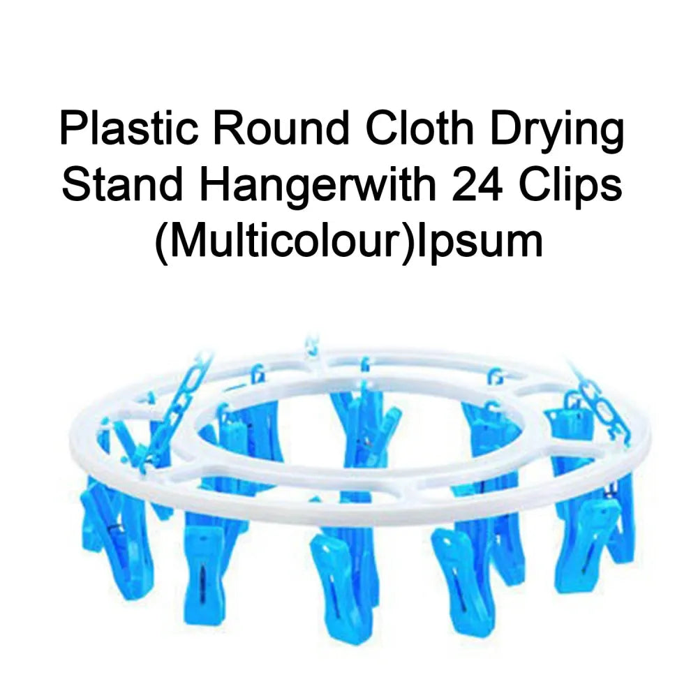 1367 plastic round cloth drying stand hanger with 24 clips (multicolour) - home improvement