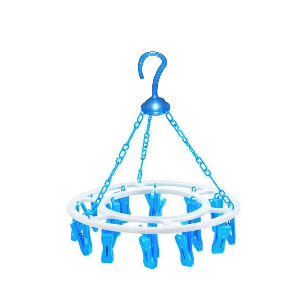 1367 plastic round cloth drying stand hanger with 24 clips (multicolour) - home improvement