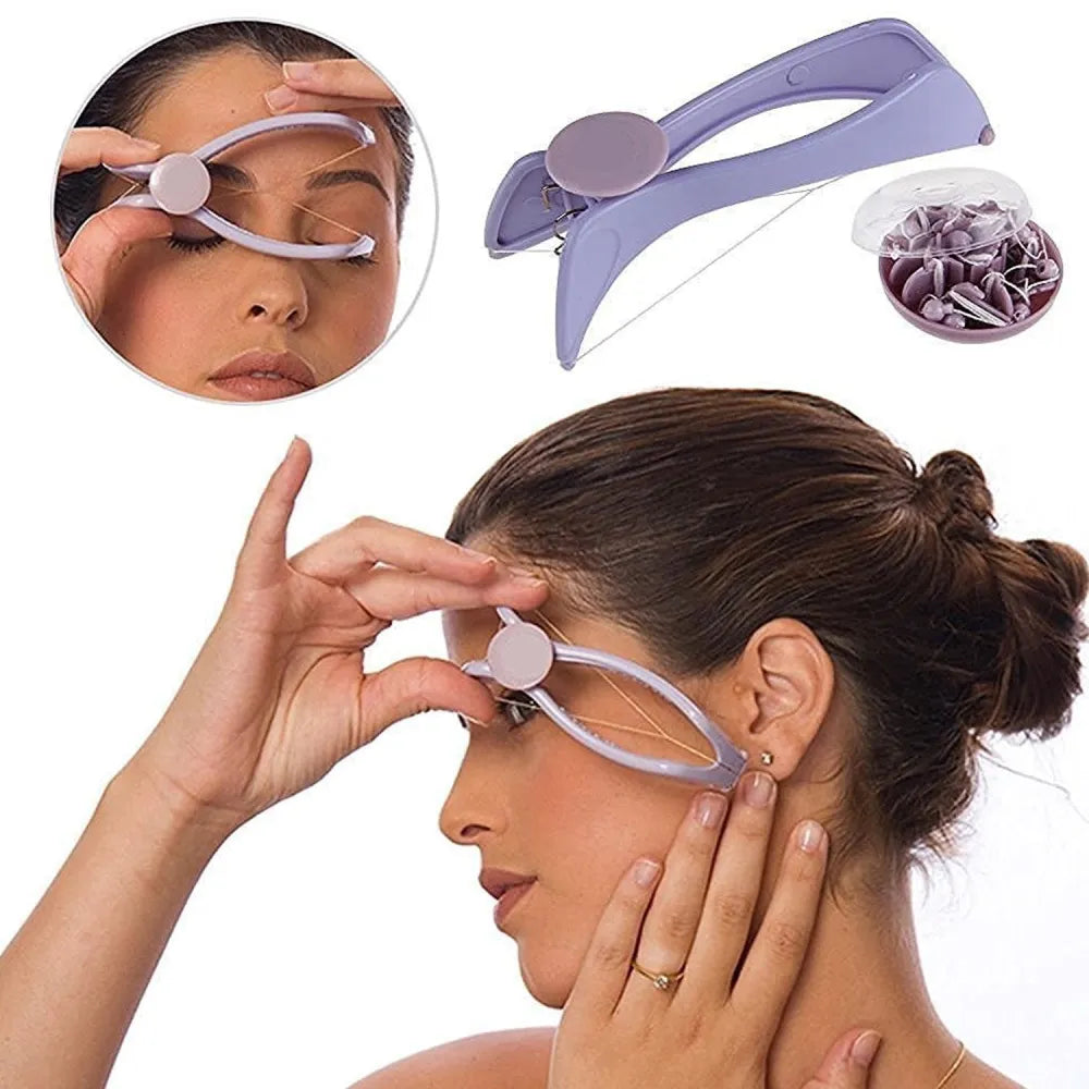 1419 slique painless eyebrow upper lips face and body hair removal threading manual tweezer machine shaver system kit