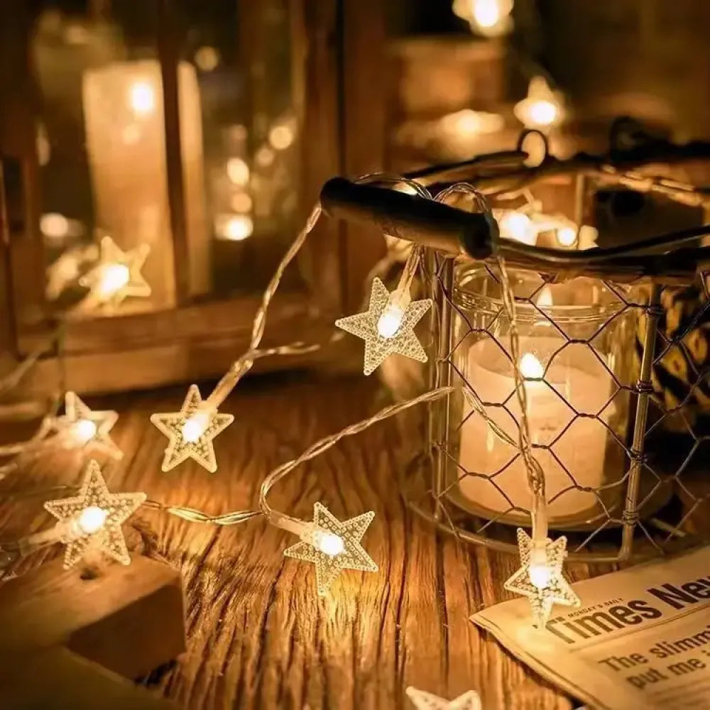 16 led star string lights – warm white