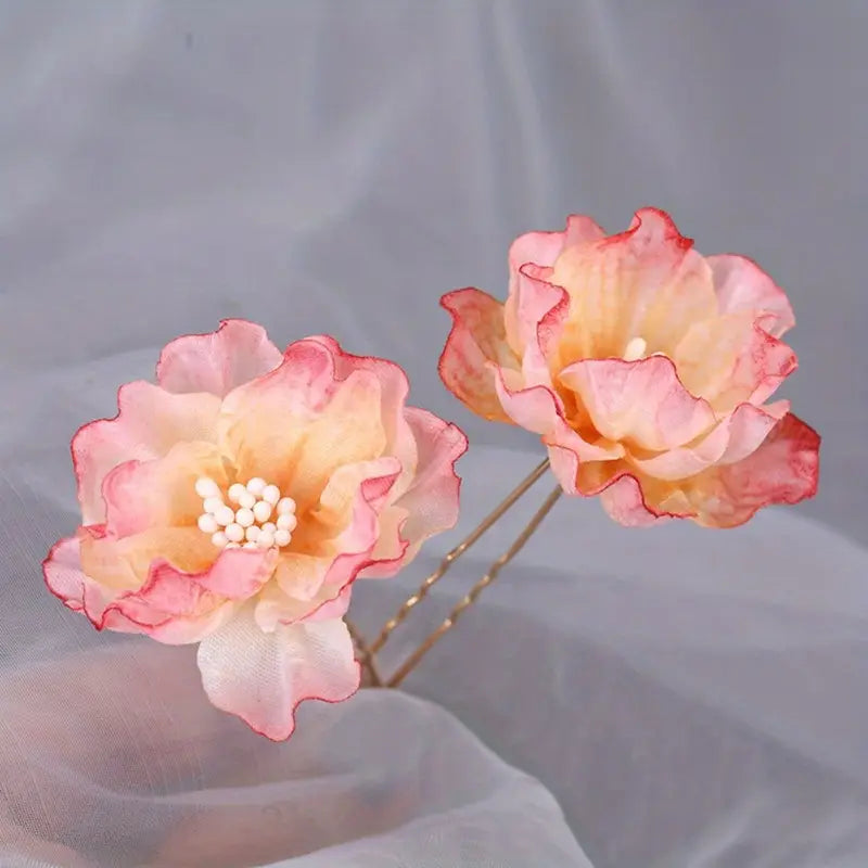 Vibrant Floral Hair Pin Set