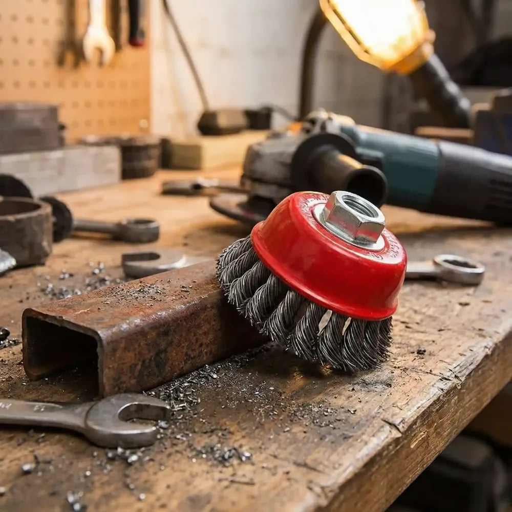 195 wire wheel cup brush (black) - power & hand tools