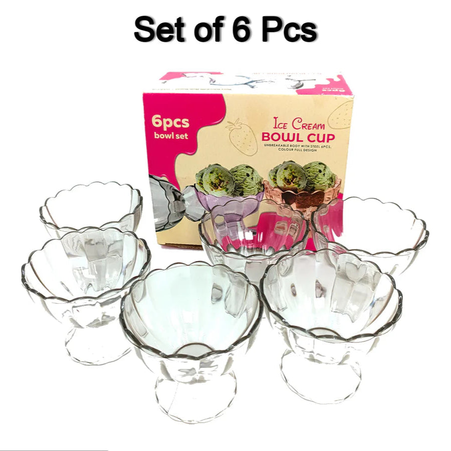 Glass Dessert Bowl Set – 6 Pcs