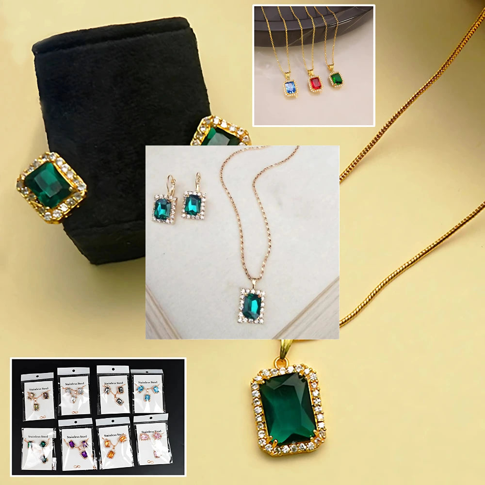 Elegant Stone Pendant Jewelry Set