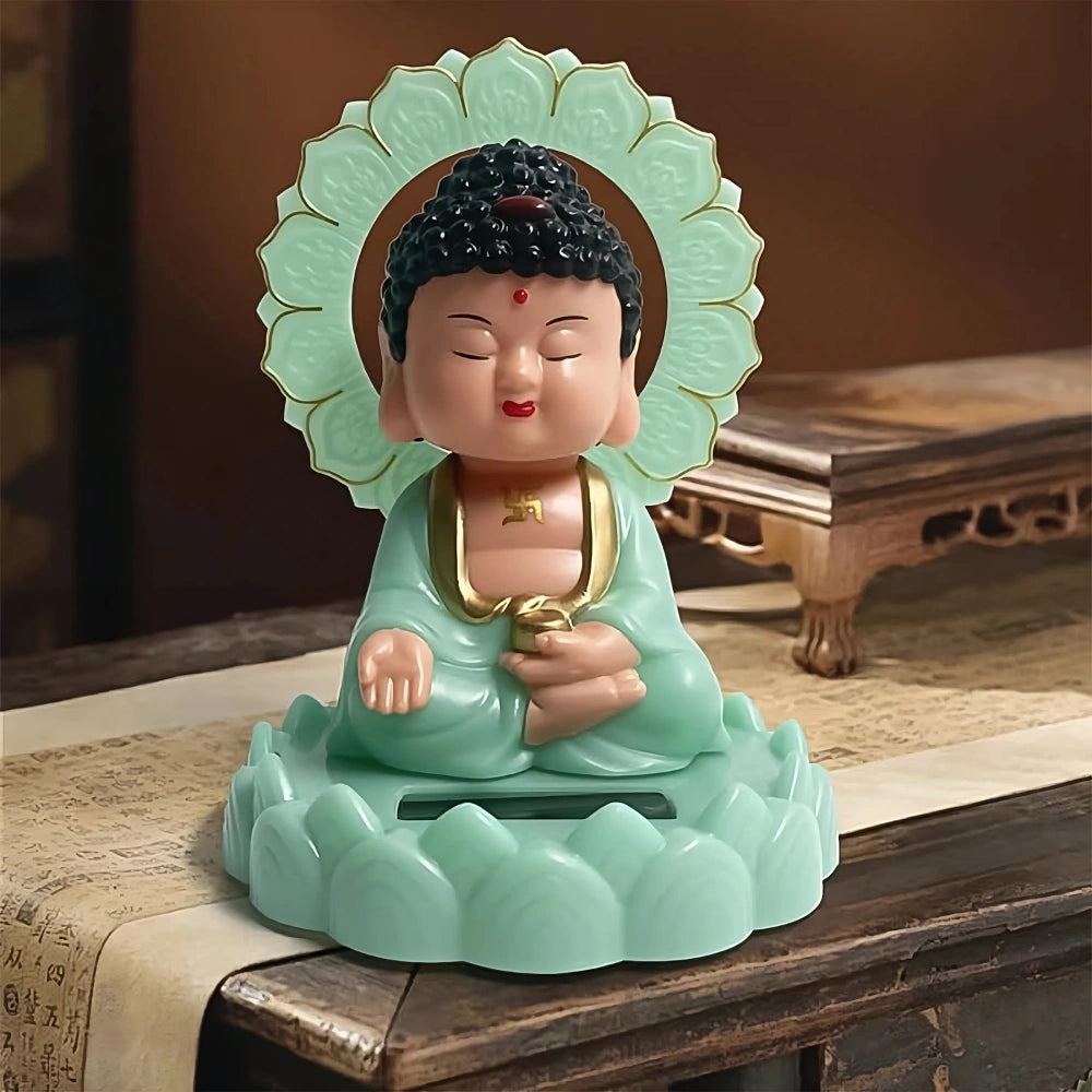 Solar-Powered Moving Buddha Statue