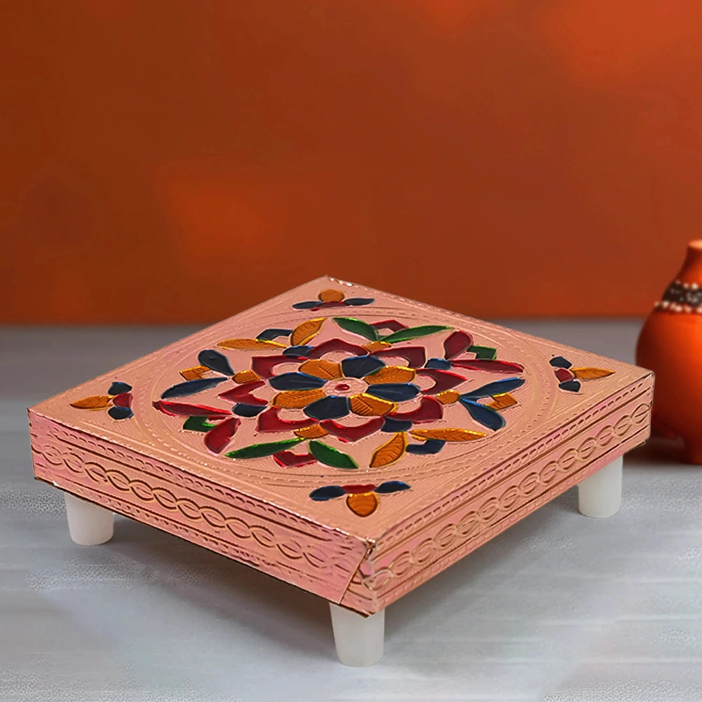 Handmade Meenakari Wooden Chowki