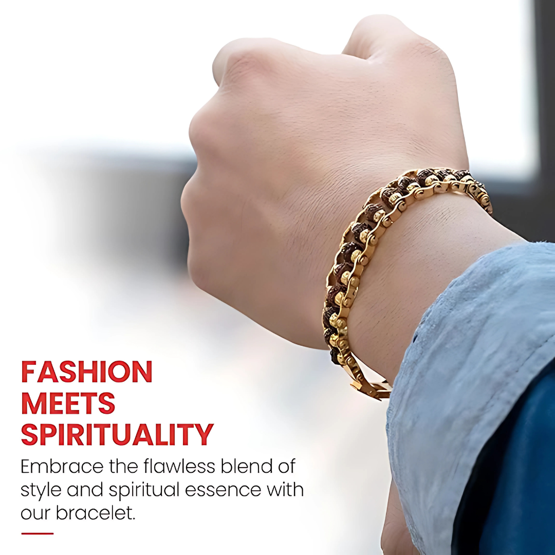 Gold Plated Rudraksha Bracelet for Men