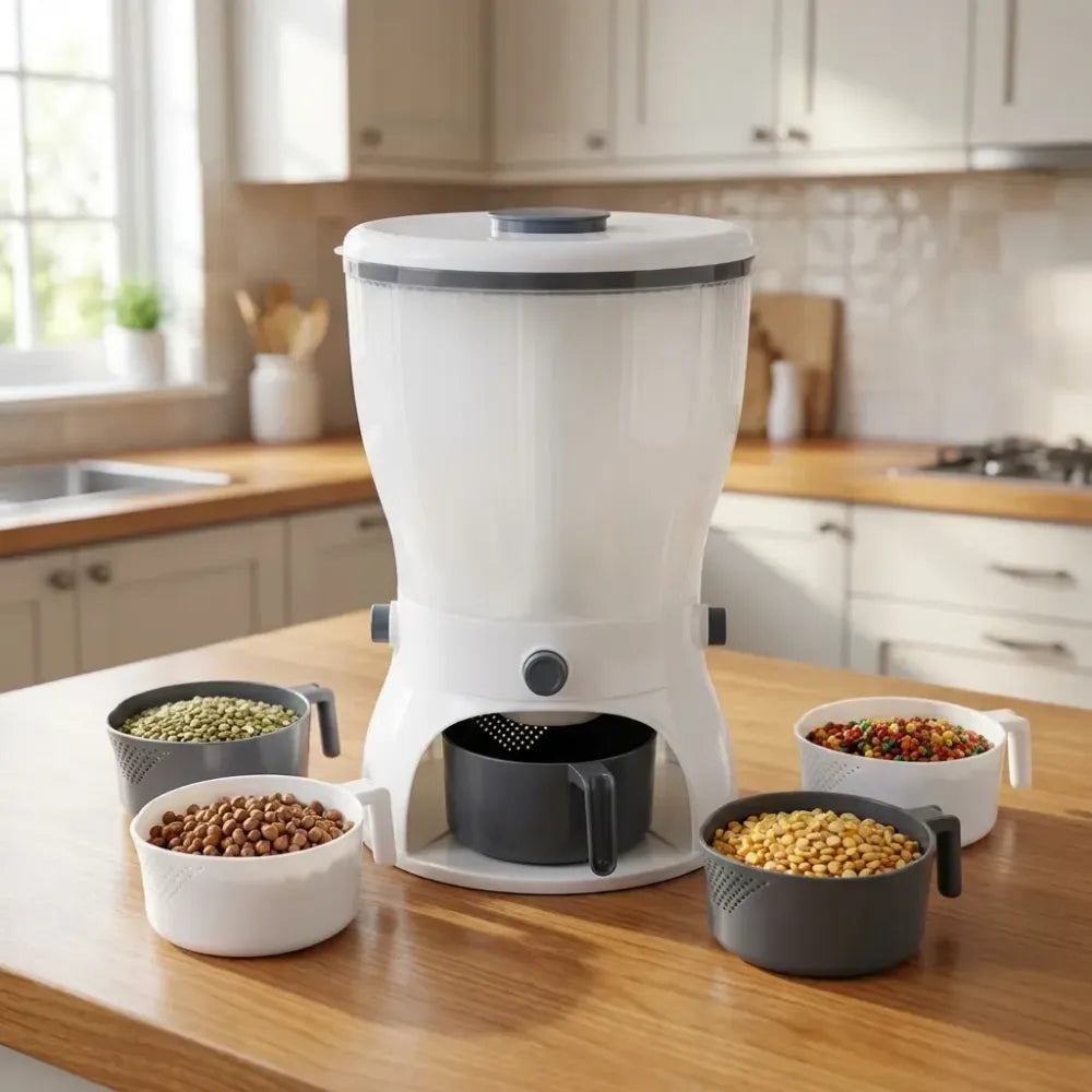 4 in 1 smart grain dispenser for kitchen pet food cleanly - tool
