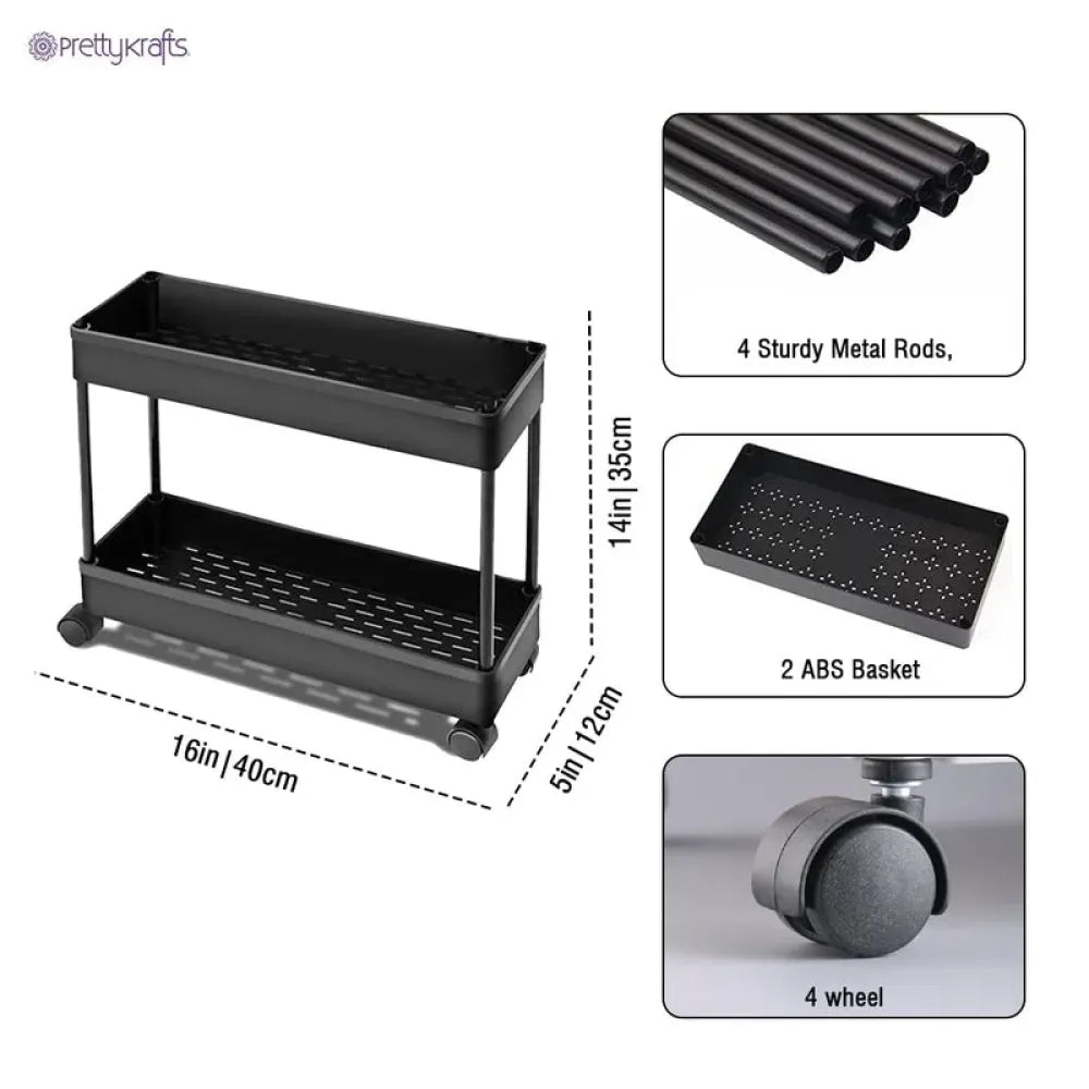 2-tier slim kitchen cart