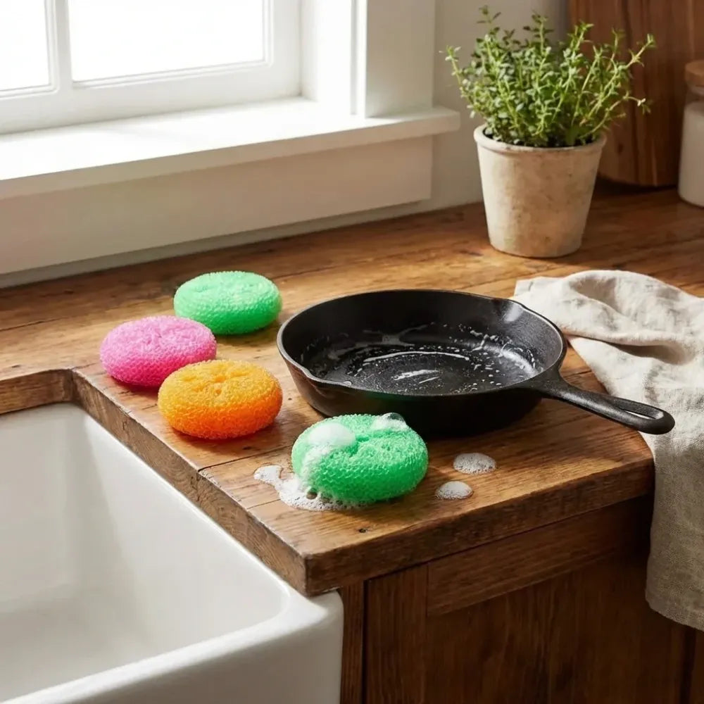 2629 plastic scrubber round nylon scrubbers (pack of 12) - home & kitchen