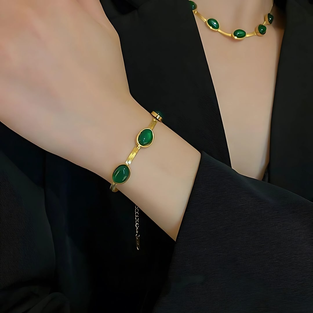 Green Crystal Jewelry Set