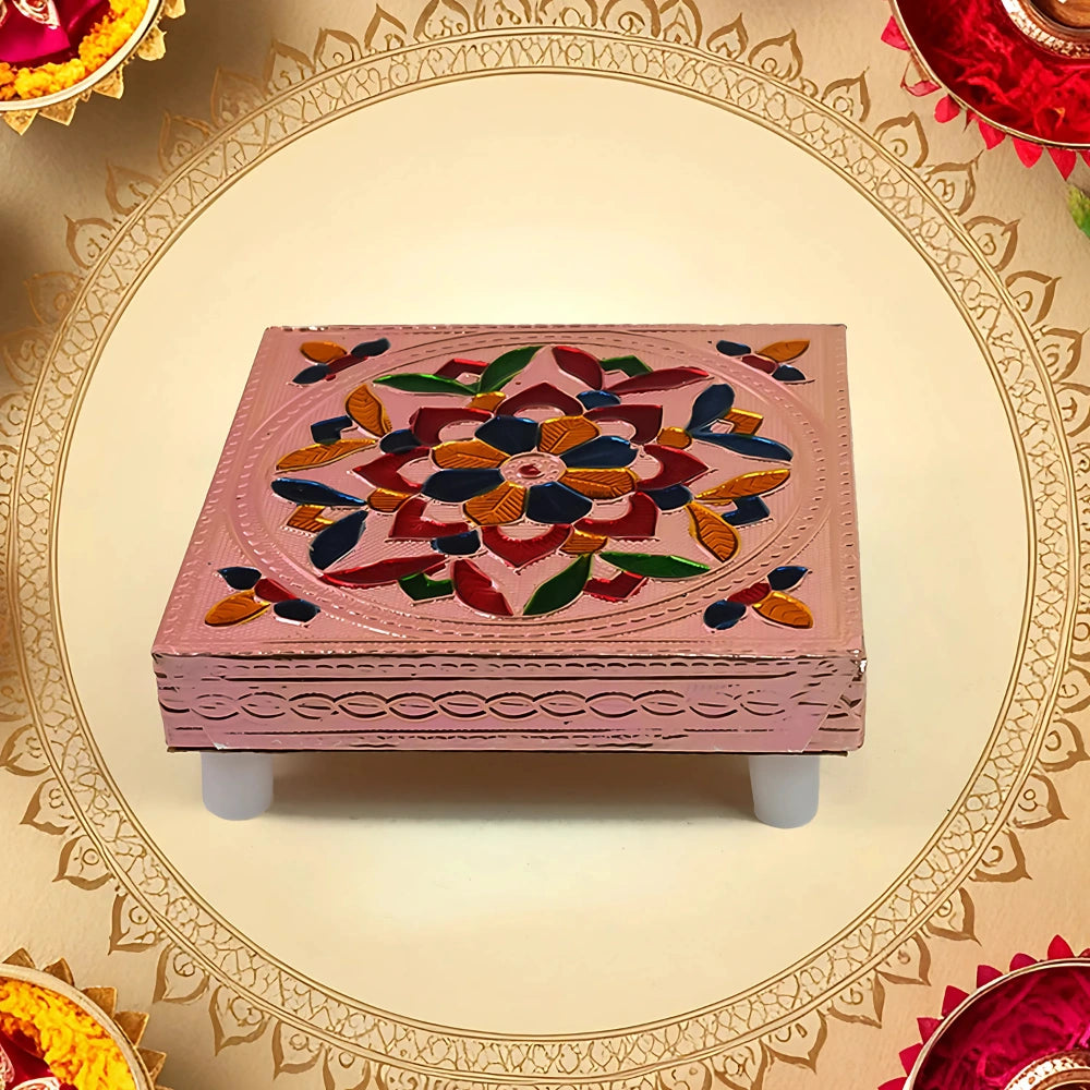 Handmade Meenakari Wooden Chowki