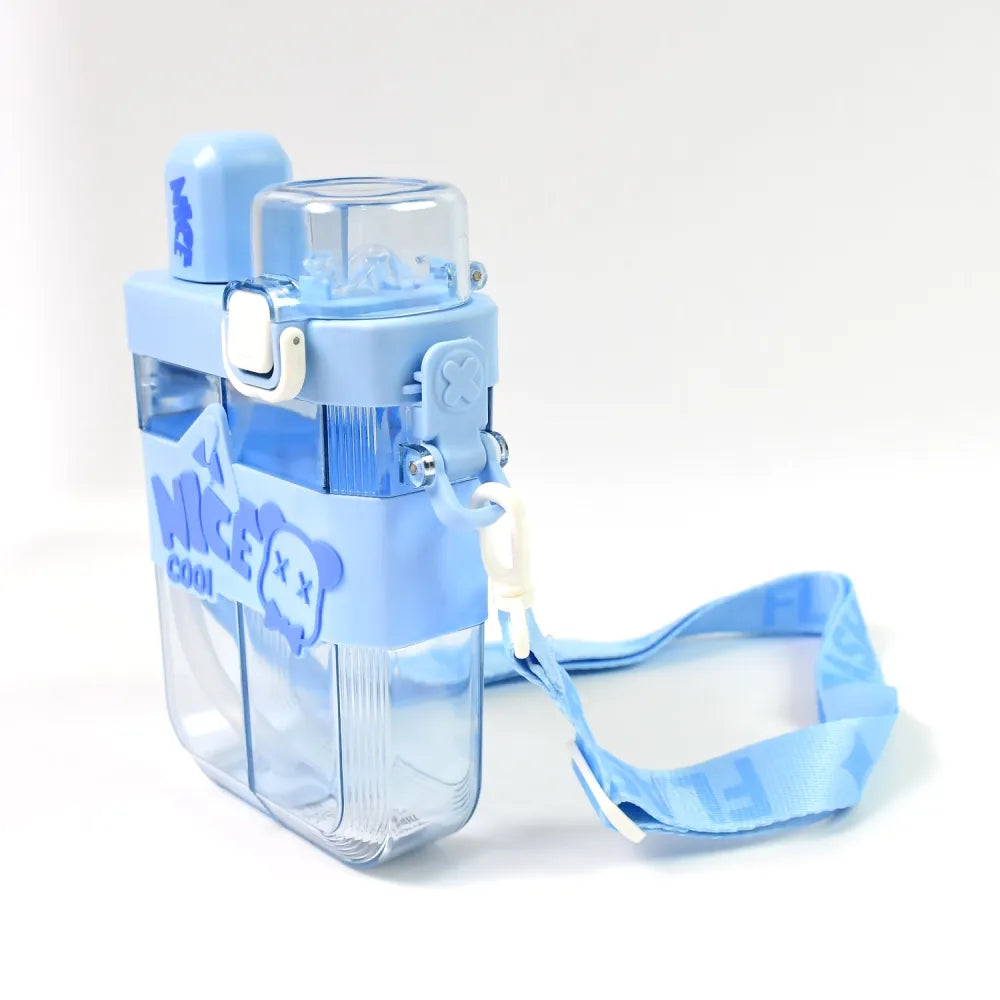 2in1 dual compartment water bottle with straw and adjustable shoulder straps (1 pc multi color) - home & kitchen