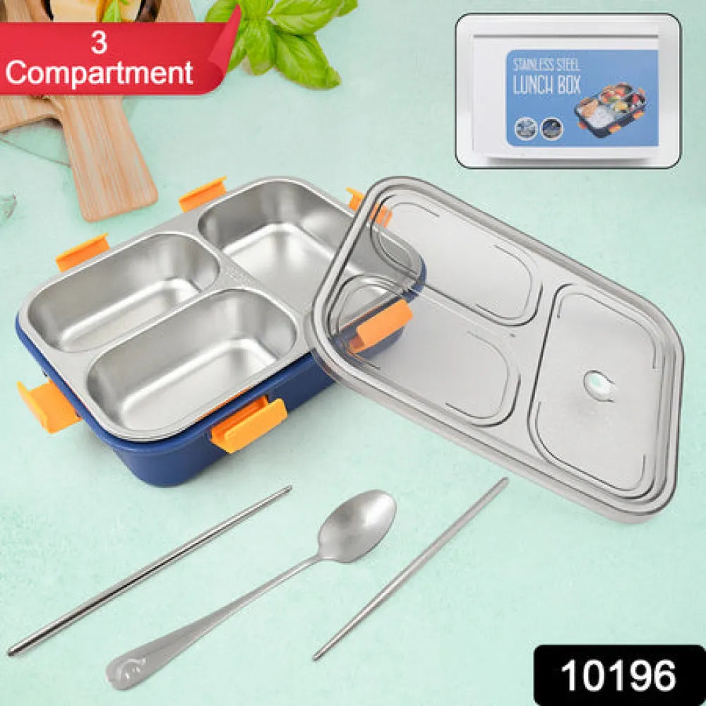 3-compartment stainless steel lunch box - home & kitchen