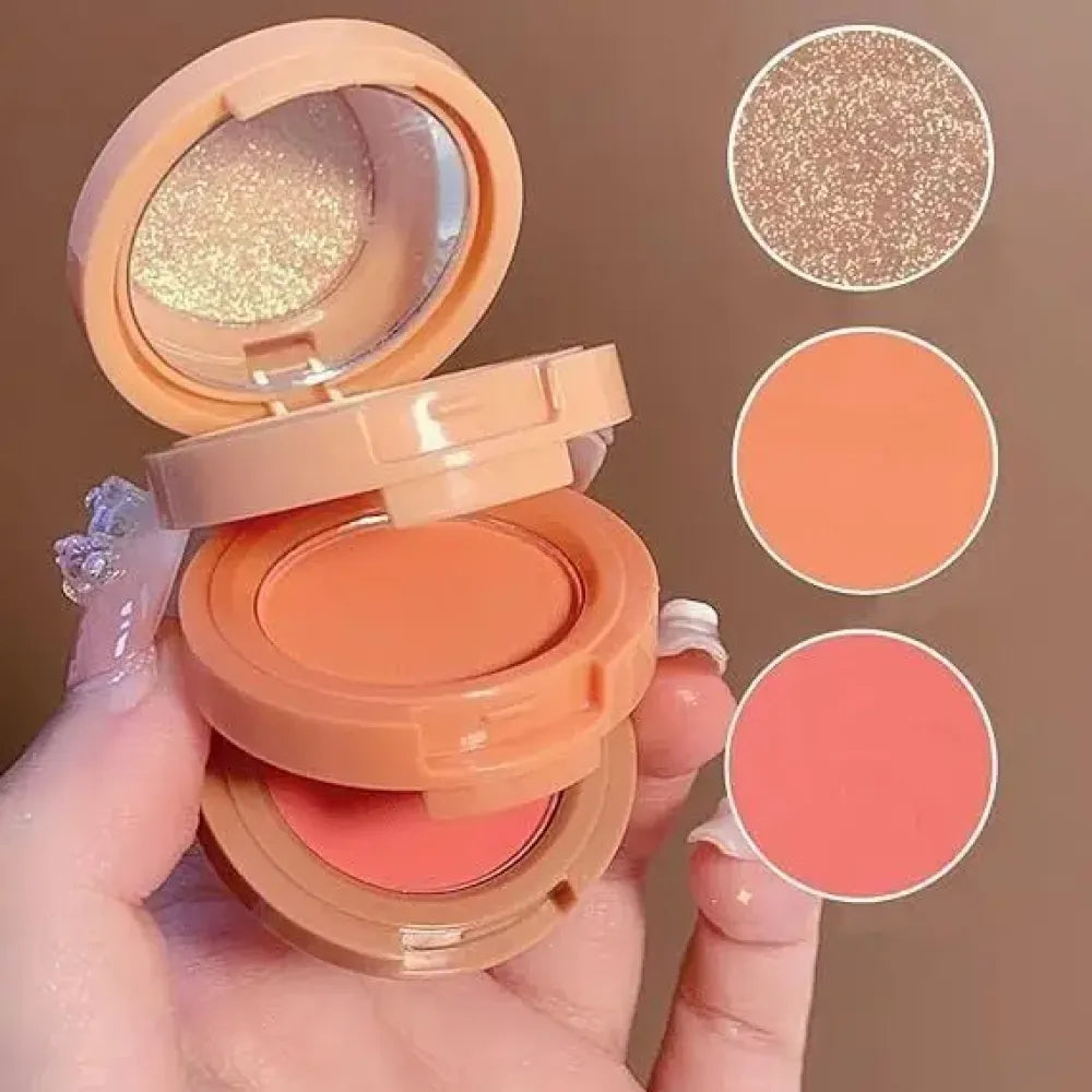 3-in-1 blusher + highlighter palette