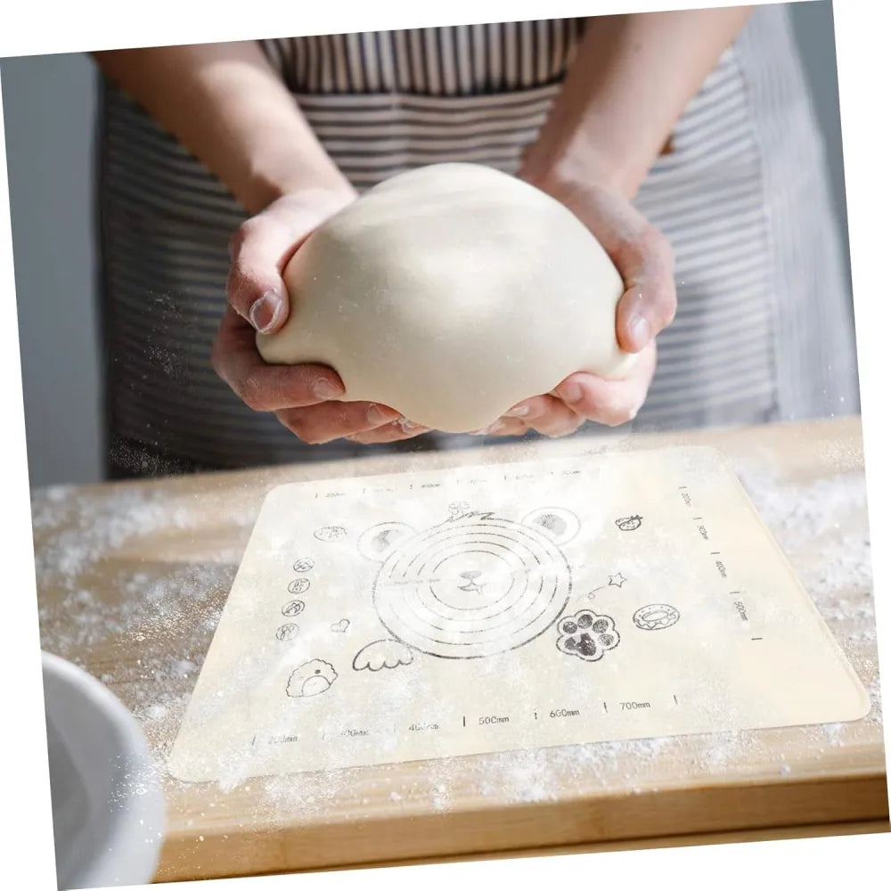 3 in 1 low silicone baking mat with wooden belan cake scraper (3 pcs set 7050 cm) - kitchen tool