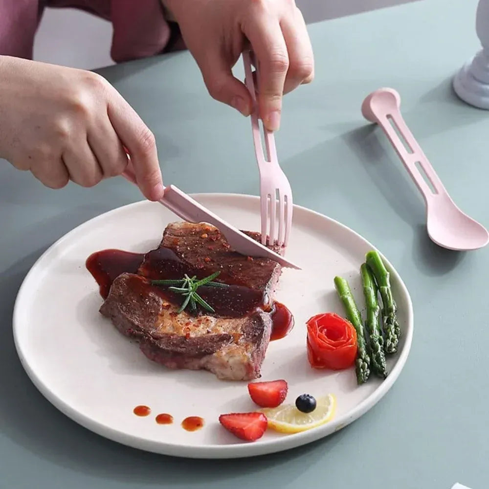 3-in-1 travel cutlery set - kitchen tool