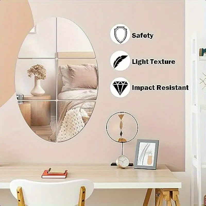 Oval 3D Mirror Sticker