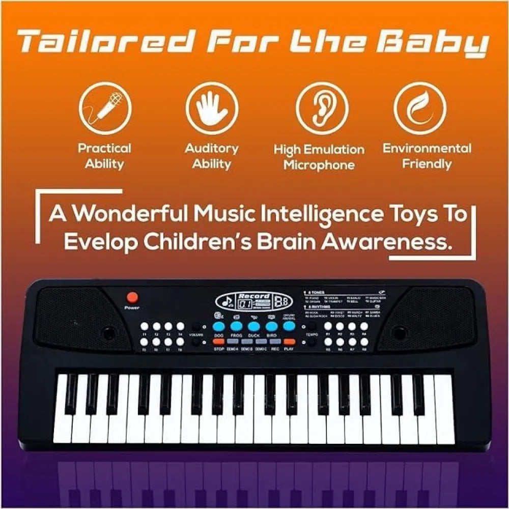 37 keys piano keyboard toy with microphone usb power cable & sound recording function analog portable