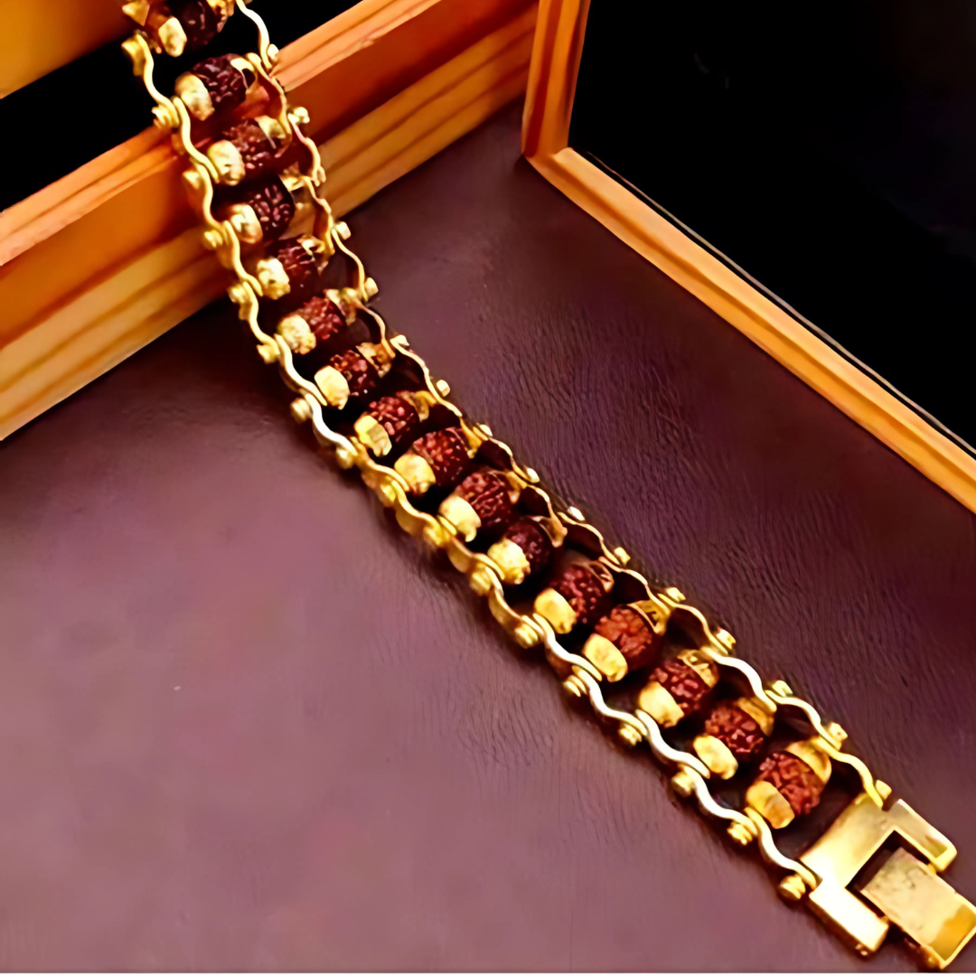 Gold Plated Rudraksha Bracelet for Men