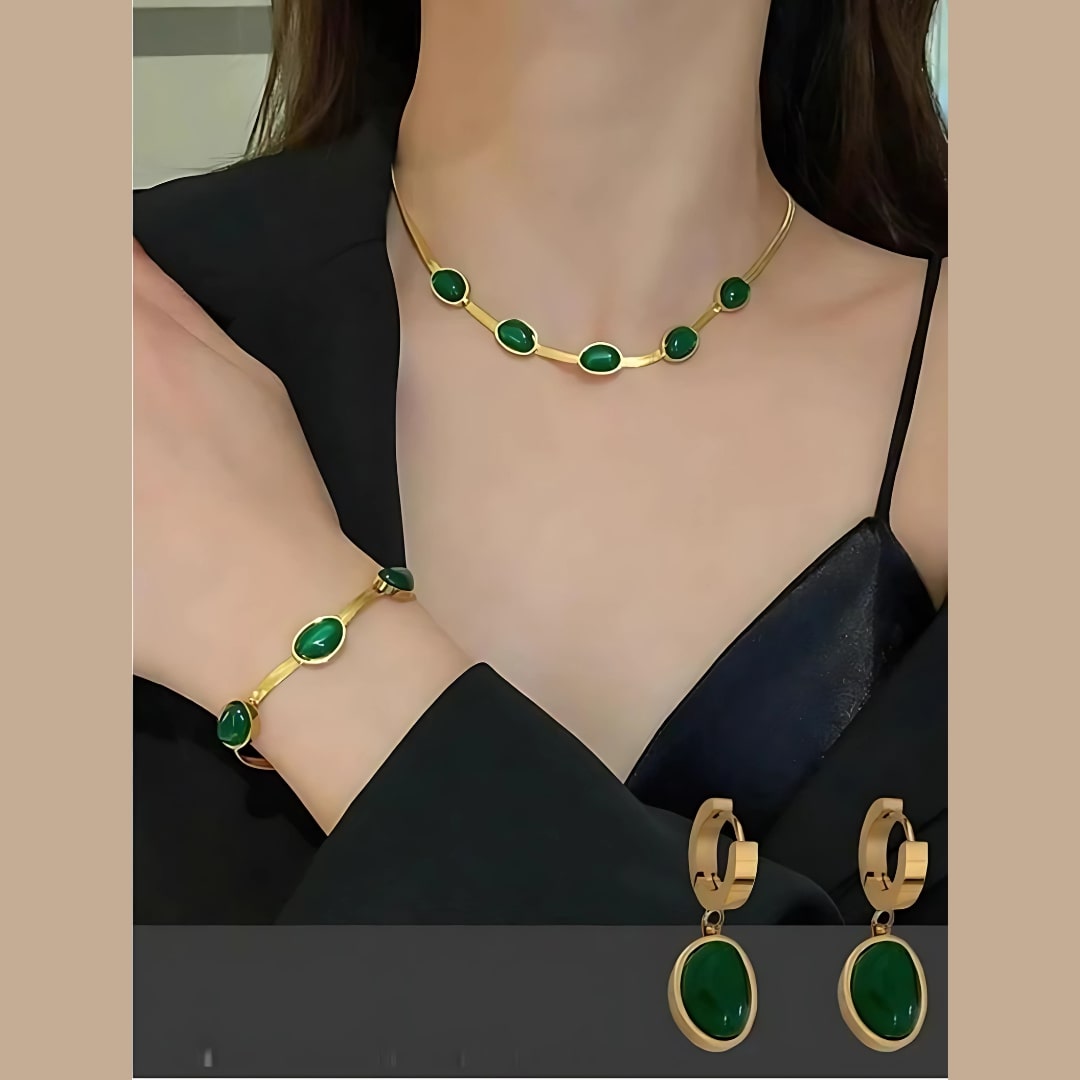Green Crystal Jewelry Set