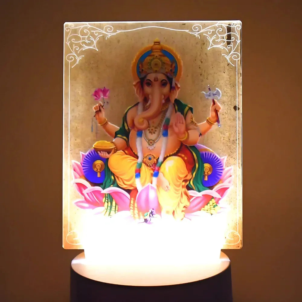 3d lord ganesh led night light - usb powered acrylic desk lamp - home improvement