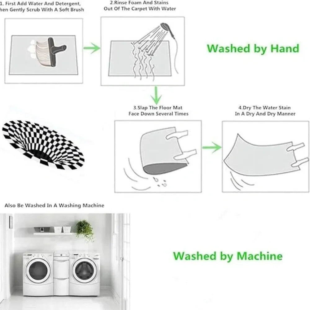 3d round black & white check carpet