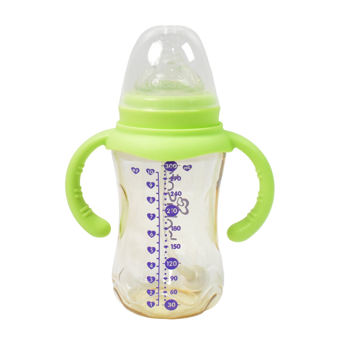 Plastic Baby Feeding Bottle With Handles Cleaning Brush Straw (300 Ml 1 Pc)