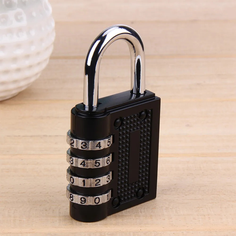 Black combination padlock.
