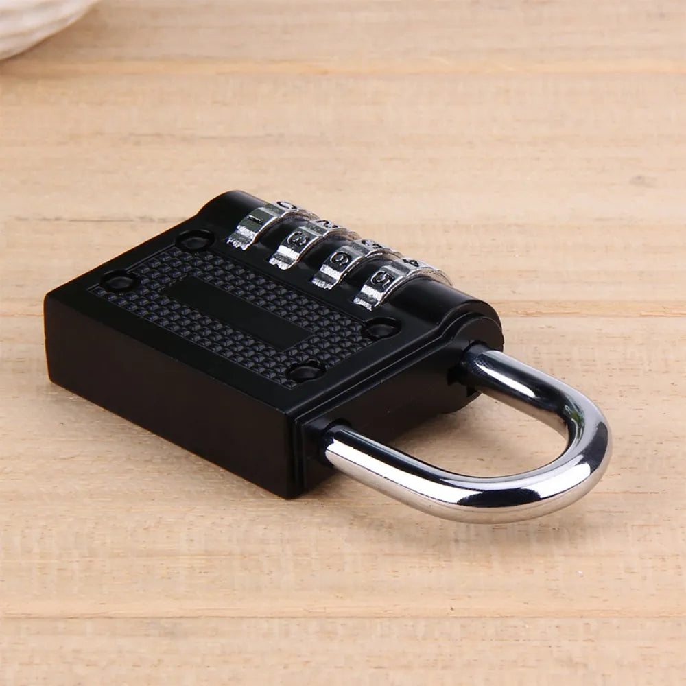 Black combination padlock.