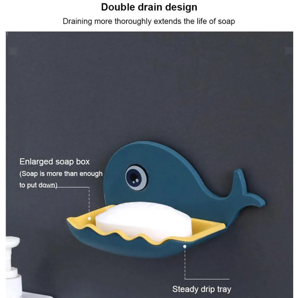 4044 fish shape double layer adhesive waterproof wall mounted soap bar holder stand rack for bathroom shower kitchen