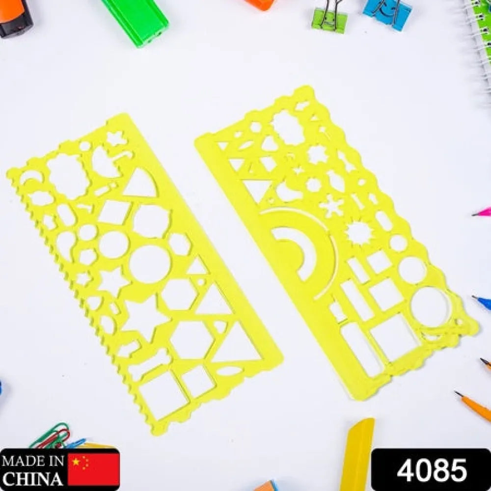 4085 clear green circle triangle square rectangle template drawing ruler scale suitable for school use (2pc) home