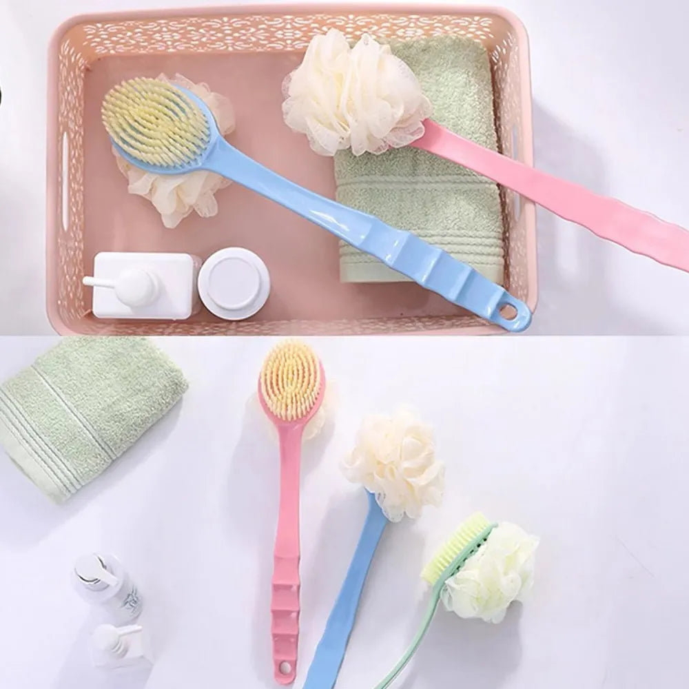 4832 2in1 bath brush with long handle - face & body care