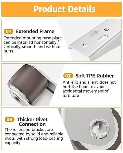 4 Pcs Metal Caster Wheels