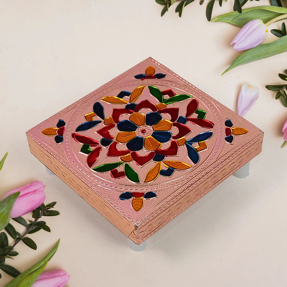 Handmade Meenakari Wooden Chowki