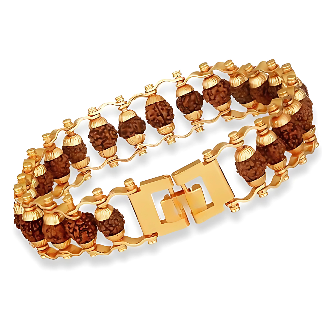 Gold Plated Rudraksha Bracelet for Men