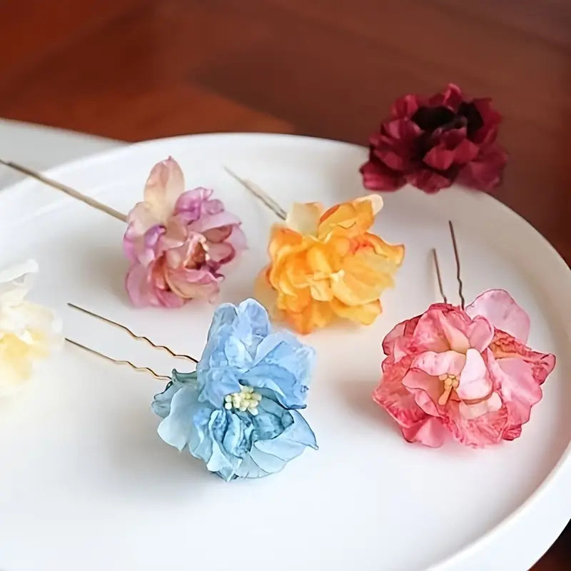 Vibrant Floral Hair Pin Set