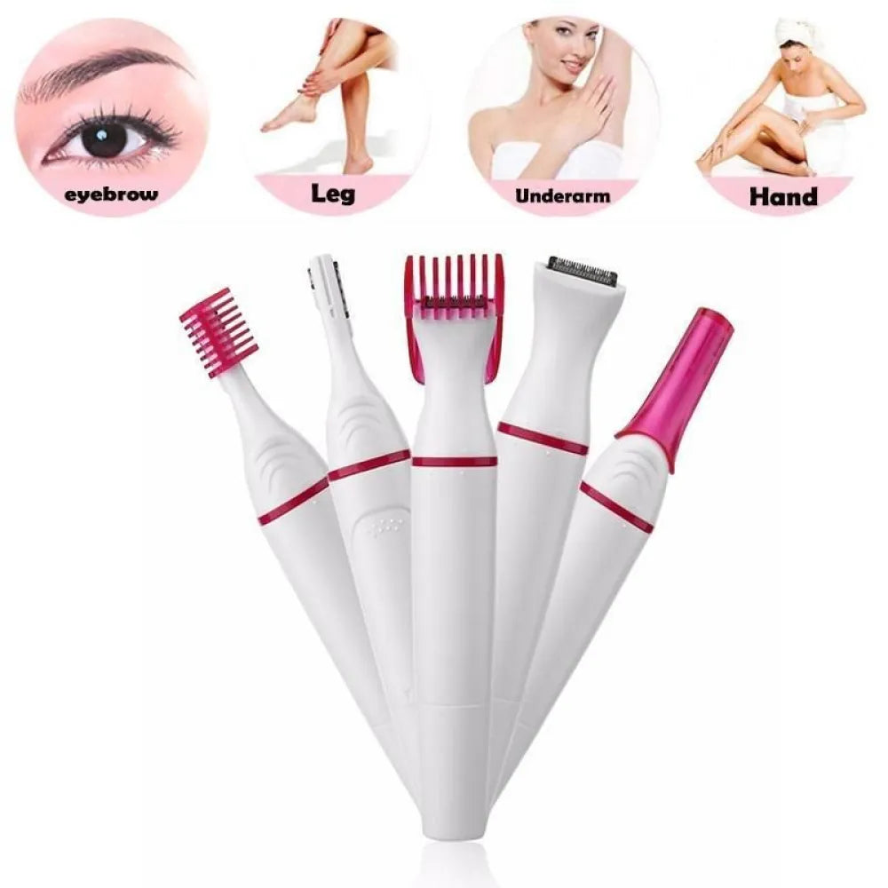 White and pink electric hair removal tools.