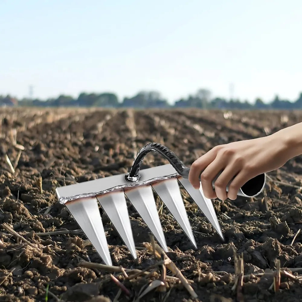 5 teeth steel nail rake