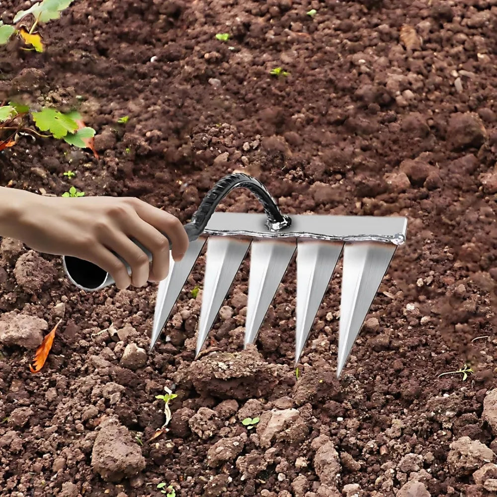 5 teeth steel nail rake