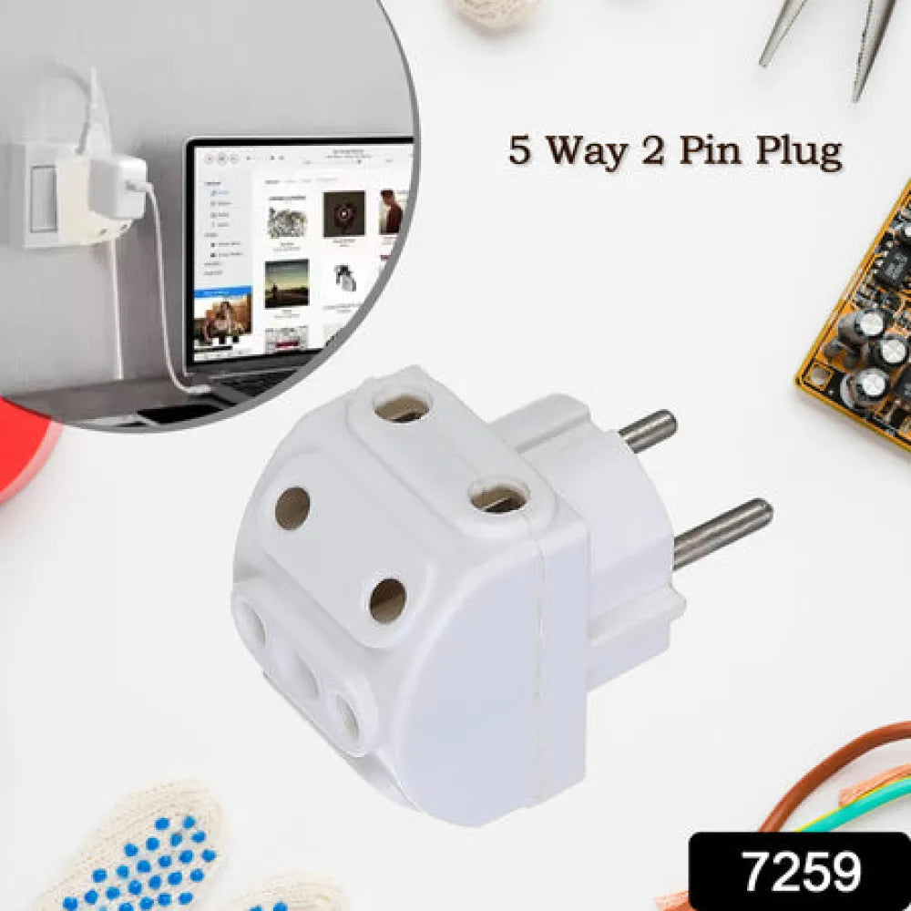 5-way 2 pin multi-plug socket converter (1 pc) - electronics