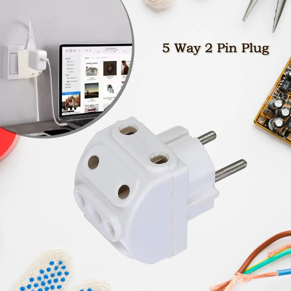5-way 2 pin multi-plug socket converter (1 pc) - electronics
