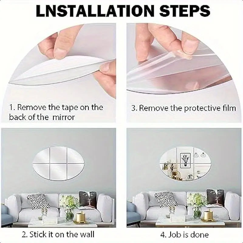 Oval 3D Mirror Sticker